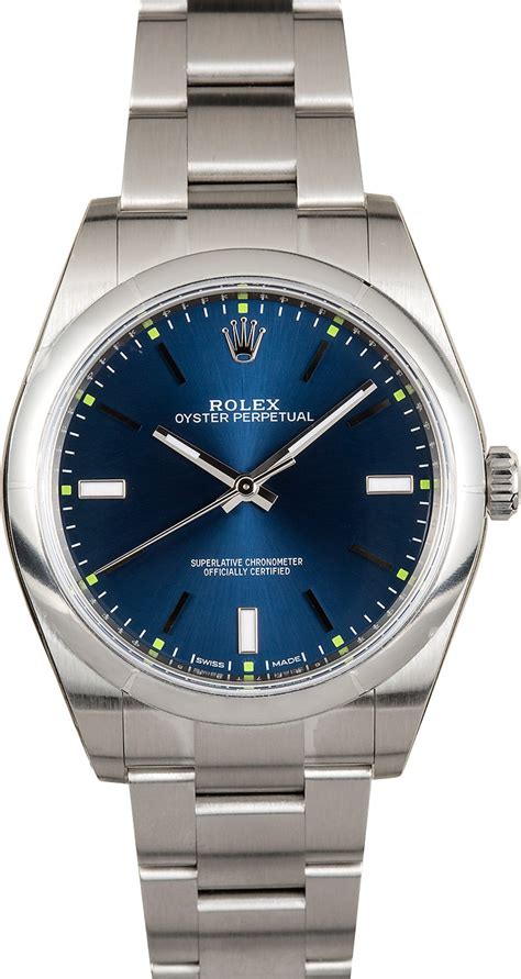 rolex oyster blue 39mm|rolex blue face oyster perpetual.